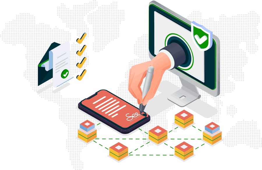 Certification Process - Laptop with gaming icons, regulatory seals, and technical gears illustrating Gaming Associates’ Transfer of Approval service for cost-effective game certification across multiple jurisdictions.
