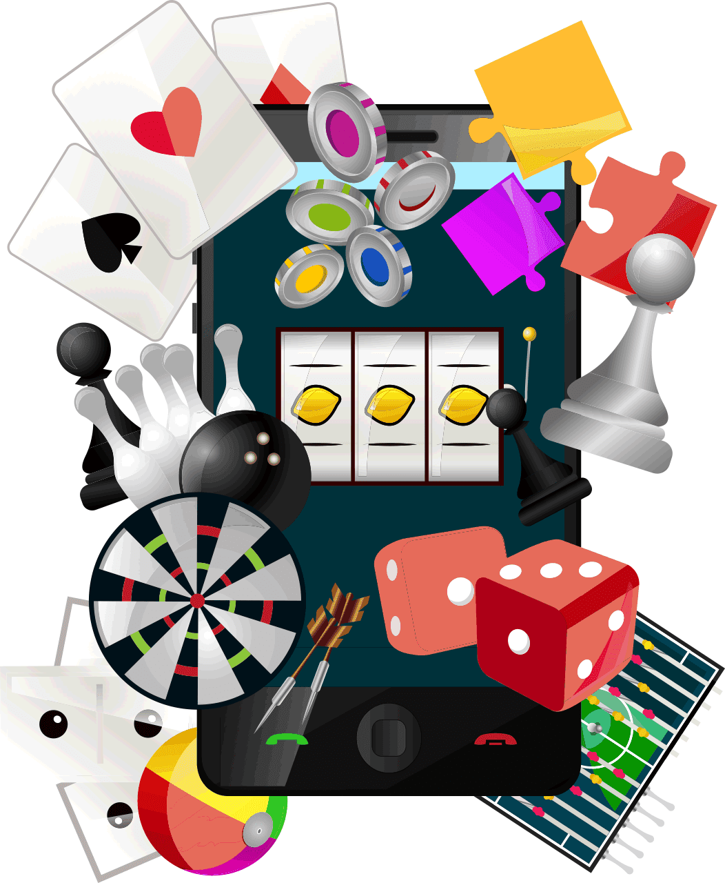 Collage of esports elements, game controller, darts board, dice, and digital graphics depicting competitive gaming ecosystems and the range of Gaming Associates’ esports testing and compliance services.