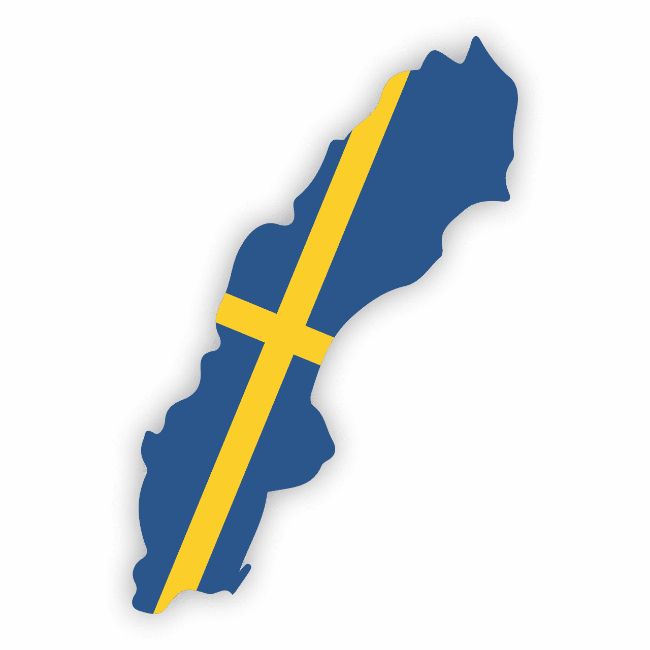Sweden Flag Map - Signifying Gaming Associates’ authorized inspection services aligned with Sweden gaming regulations.